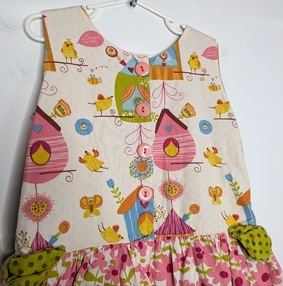 Jelly the Pug Iris collection Alexis colorful floral birdhouse cotton dress 6 - Picture 5 of 8
